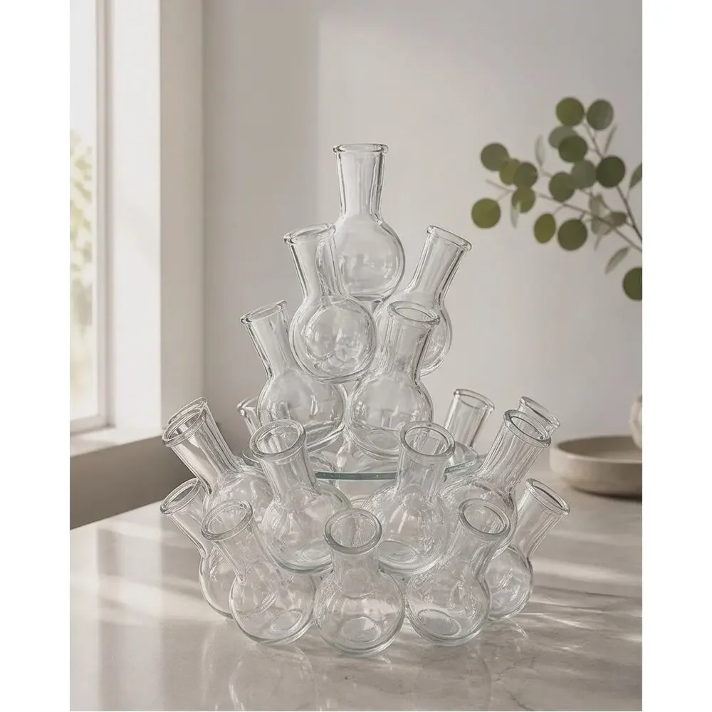 Vtg Plant Propagation Station Cluster Vases 3 Pieces Set MCM Glass NEW Open Box